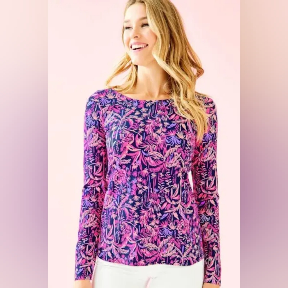 Lilly Pulitzer - Tristan Top, Coastal Jersey, Size L, Swing of Things